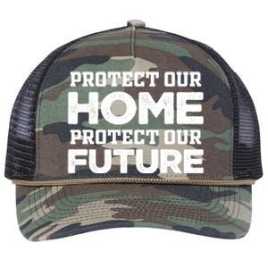 Protect Our Earth Protect Our Future Gift Earth Day Great Gift Retro Rope Trucker Hat Cap