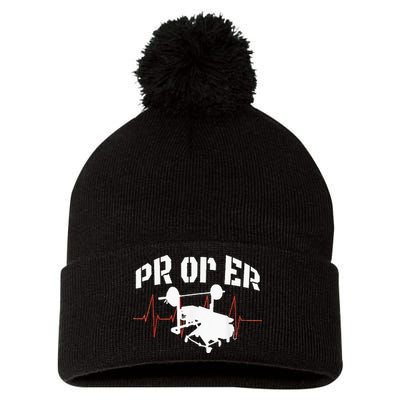 PR Or Er Weightlifting Bodybuilding Fitness Gym Pom Pom 12in Knit Beanie