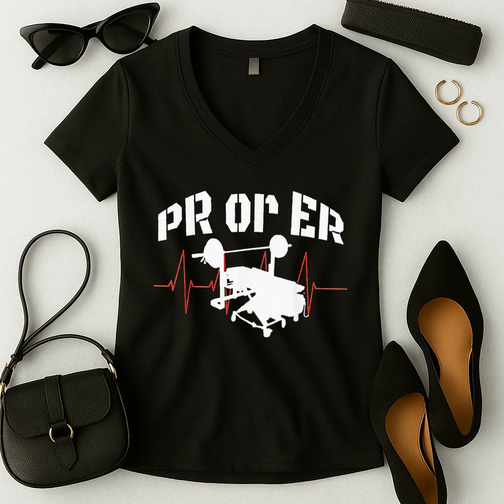 PR Or Er Weightlifting Bodybuilding Fitness Gym Women's V-Neck T-Shirt