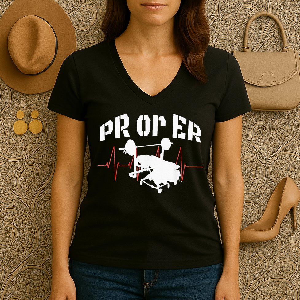 PR Or Er Weightlifting Bodybuilding Fitness Gym Women's V-Neck T-Shirt