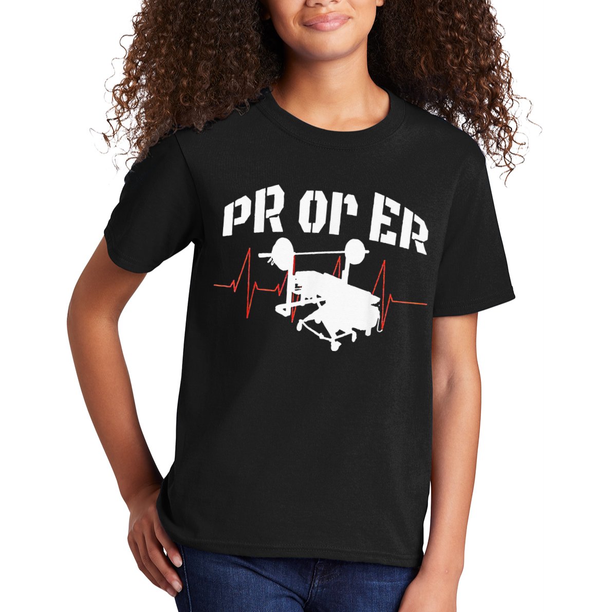 PR Or Er Weightlifting Bodybuilding Fitness Gym Kids T-Shirt