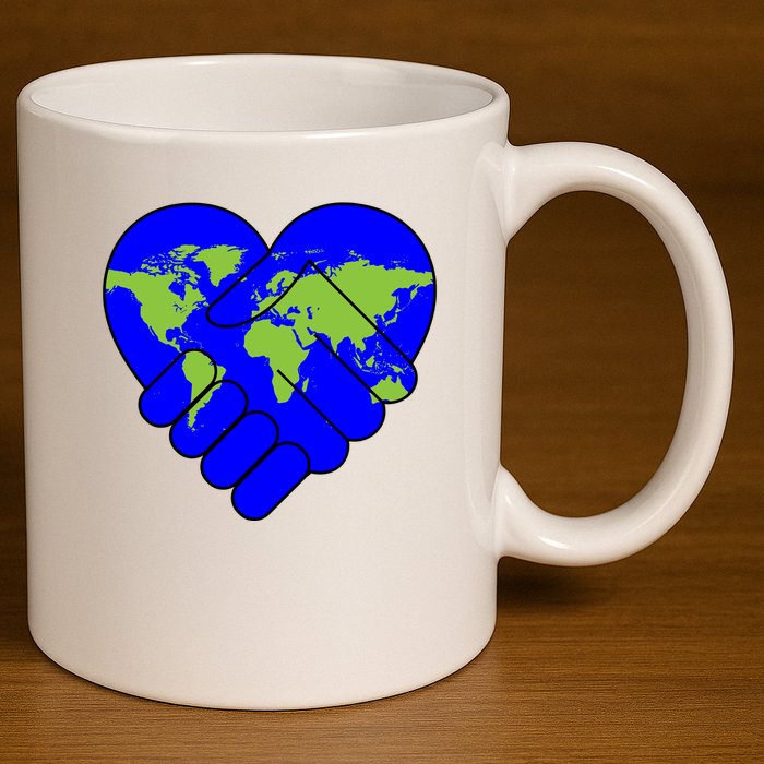 Peace On Earth 11oz C Handle Ceramic Mug