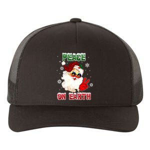 Peace On Earth Sign Merry Christmas Santa Hat Hippie Xmas Holiday Yupoong Adult 5-Panel Trucker Hat