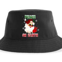 Peace On Earth Sign Merry Christmas Santa Hat Hippie Xmas Holiday Sustainable Bucket Hat