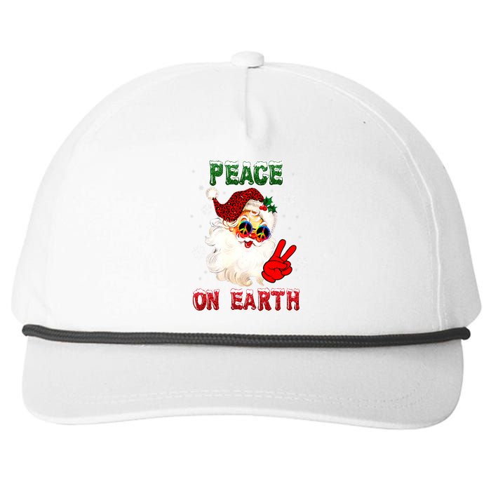 Peace On Earth Sign Merry Christmas Santa Hat Hippie Xmas Holiday Snapback Five-Panel Rope Hat