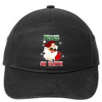 Peace On Earth Sign Merry Christmas Santa Hat Hippie Xmas Holiday 7-Panel Snapback Hat