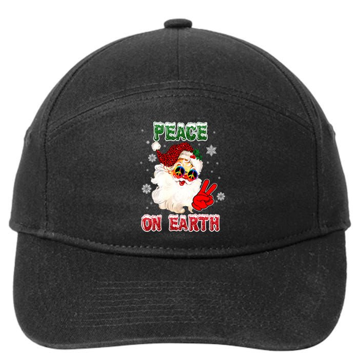 Peace On Earth Sign Merry Christmas Santa Hat Hippie Xmas Holiday 7-Panel Snapback Hat