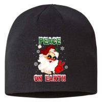 Peace On Earth Sign Merry Christmas Santa Hat Hippie Xmas Holiday Sustainable Beanie