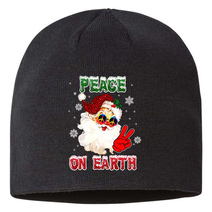 Peace On Earth Sign Merry Christmas Santa Hat Hippie Xmas Holiday Sustainable Beanie