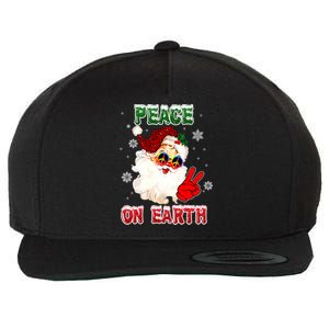 Peace On Earth Sign Merry Christmas Santa Hat Hippie Xmas Holiday Wool Snapback Cap