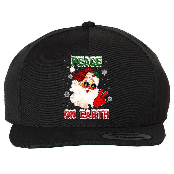 Peace On Earth Sign Merry Christmas Santa Hat Hippie Xmas Holiday Wool Snapback Cap