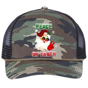 Peace On Earth Sign Merry Christmas Santa Hat Hippie Xmas Holiday Retro Rope Trucker Hat Cap