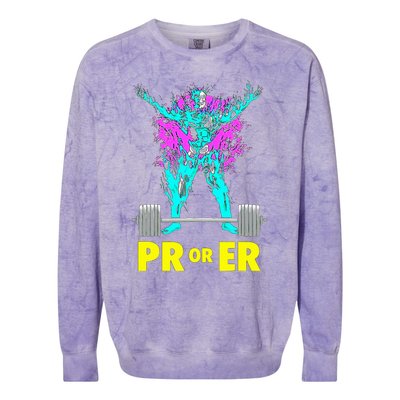 Pr Or Er Weightlifting Bodybuilding Workout Musclebuilding Colorblast Crewneck Sweatshirt