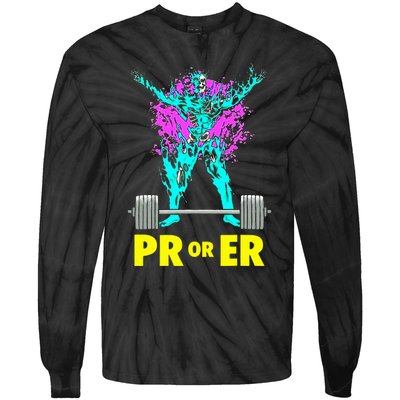 Pr Or Er Weightlifting Bodybuilding Workout Musclebuilding Tie-Dye Long Sleeve Shirt