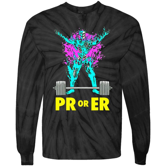 Pr Or Er Weightlifting Bodybuilding Workout Musclebuilding Tie-Dye Long Sleeve Shirt