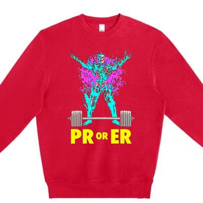 Pr Or Er Weightlifting Bodybuilding Workout Musclebuilding Premium Crewneck Sweatshirt