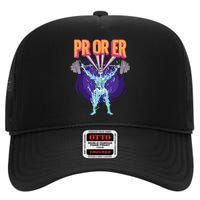 Pr Or Er Workout Bodybuilding Gym Weightlifting High Crown Mesh Back Trucker Hat