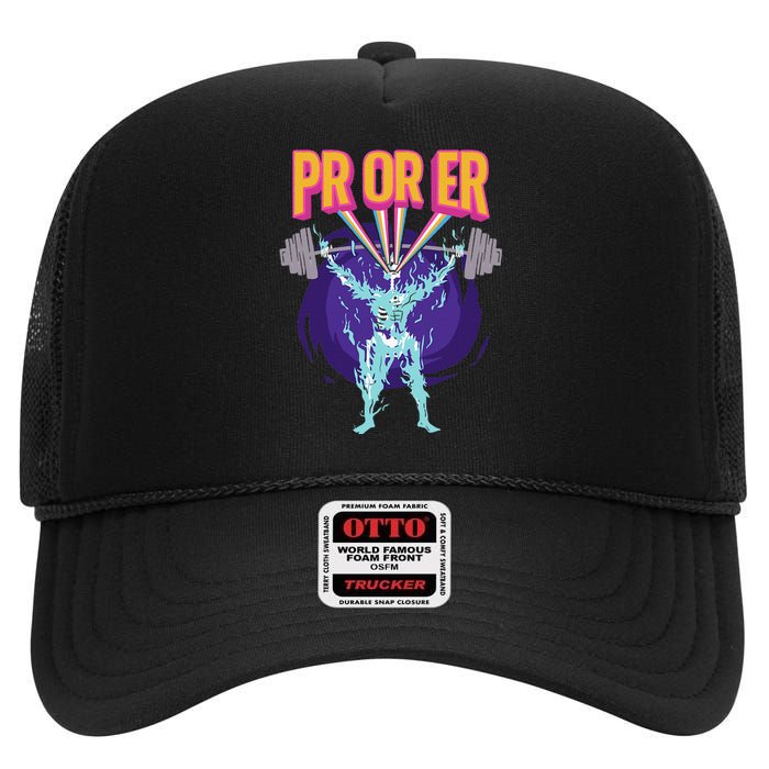 Pr Or Er Workout Bodybuilding Gym Weightlifting High Crown Mesh Back Trucker Hat