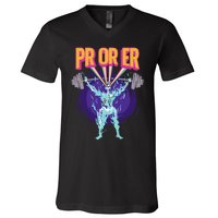 Pr Or Er Workout Bodybuilding Gym Weightlifting V-Neck T-Shirt