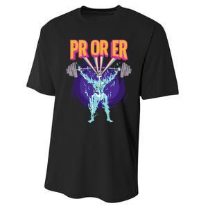 Pr Or Er Workout Bodybuilding Gym Weightlifting Performance Sprint T-Shirt