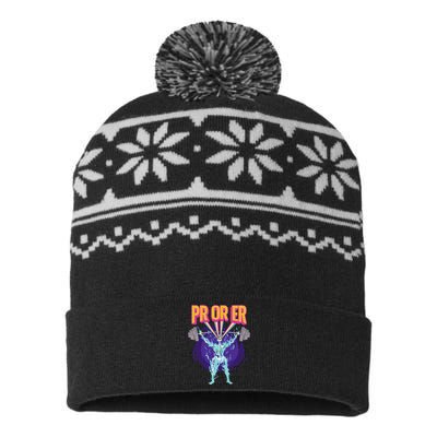 Pr Or Er Workout Bodybuilding Gym Weightlifting USA-Made Snowflake Beanie