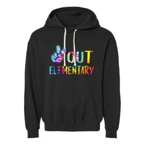 Peace Out Elementary Happy Last Day Of School Tie Dye Garment-Dyed Fleece Hoodie