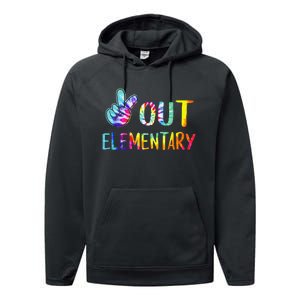 Peace Out Elementary Happy Last Day Of School Tie Dye Performance Fleece Hoodie