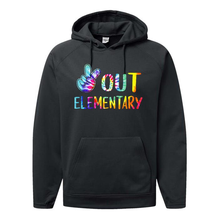 Peace Out Elementary Happy Last Day Of School Tie Dye Performance Fleece Hoodie