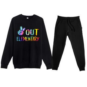 Peace Out Elementary Happy Last Day Of School Tie Dye Premium Crewneck Sweatsuit Set