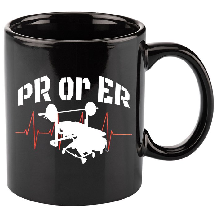 PR Or Er Weightlifting Bodybuilding Fitness Gym 11oz C Handle Ceramic Mug