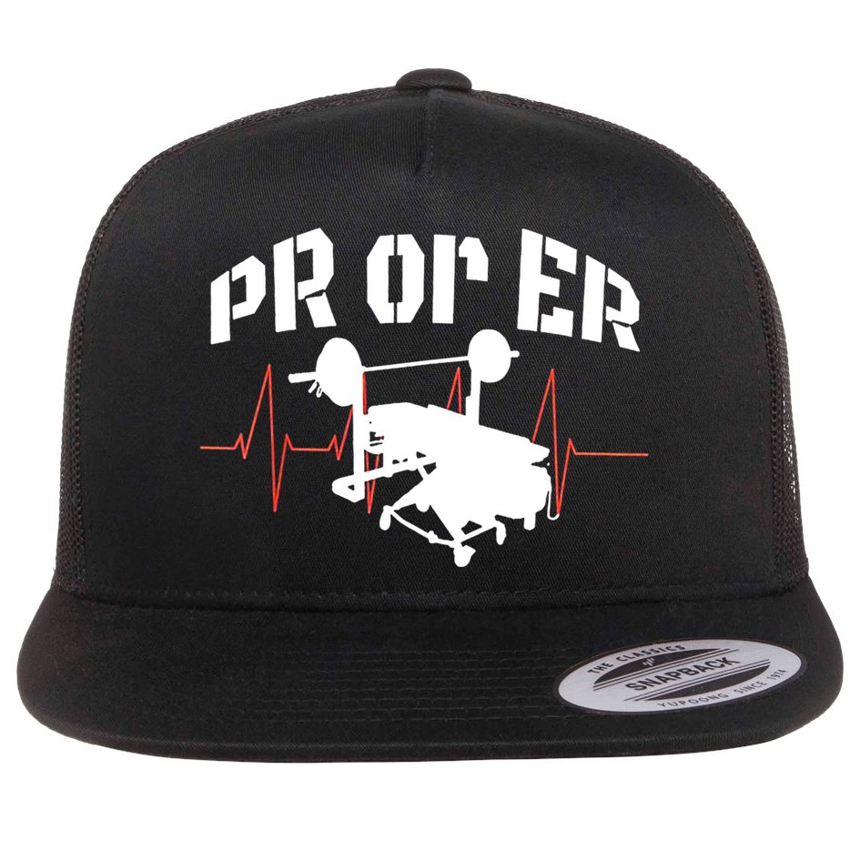 PR Or Er Weightlifting Bodybuilding Fitness Gym Flat Bill Trucker Hat