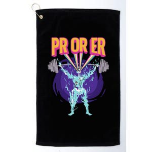 PR Or ER Workout Bodybuilding Gym Weightlifting Platinum Collection Golf Towel