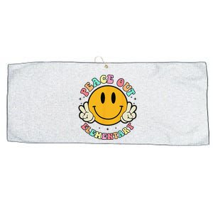 Peace Out Elementary Teacher Retro Last Day Of School  Large Microfiber Waffle Golf Towel