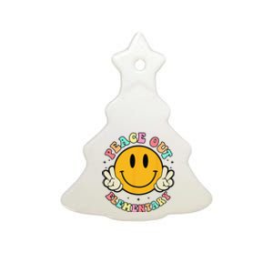 Peace Out Elementary Teacher Retro Last Day Of School  Ceramic Tree Ornament