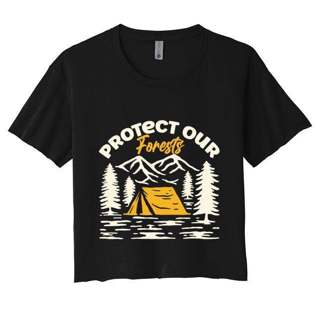 Protect Our Forests Vintage Retro Outdoor Camping Gift Crop Top