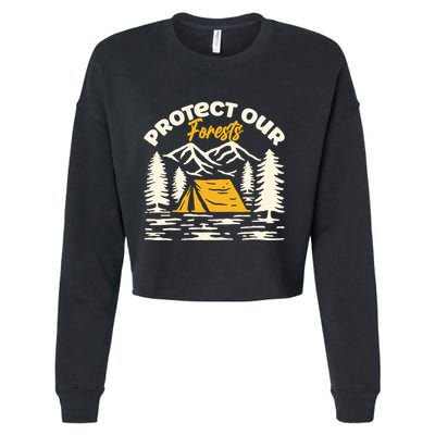 Protect Our Forests Vintage Retro Outdoor Camping Gift Cropped Pullover Crew