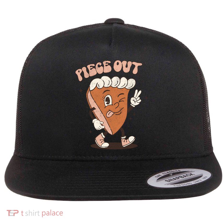 Piece Out Funny Pumpkin Pie Thanksgiving Retro Style Meaningful Gift Flatbill Hat