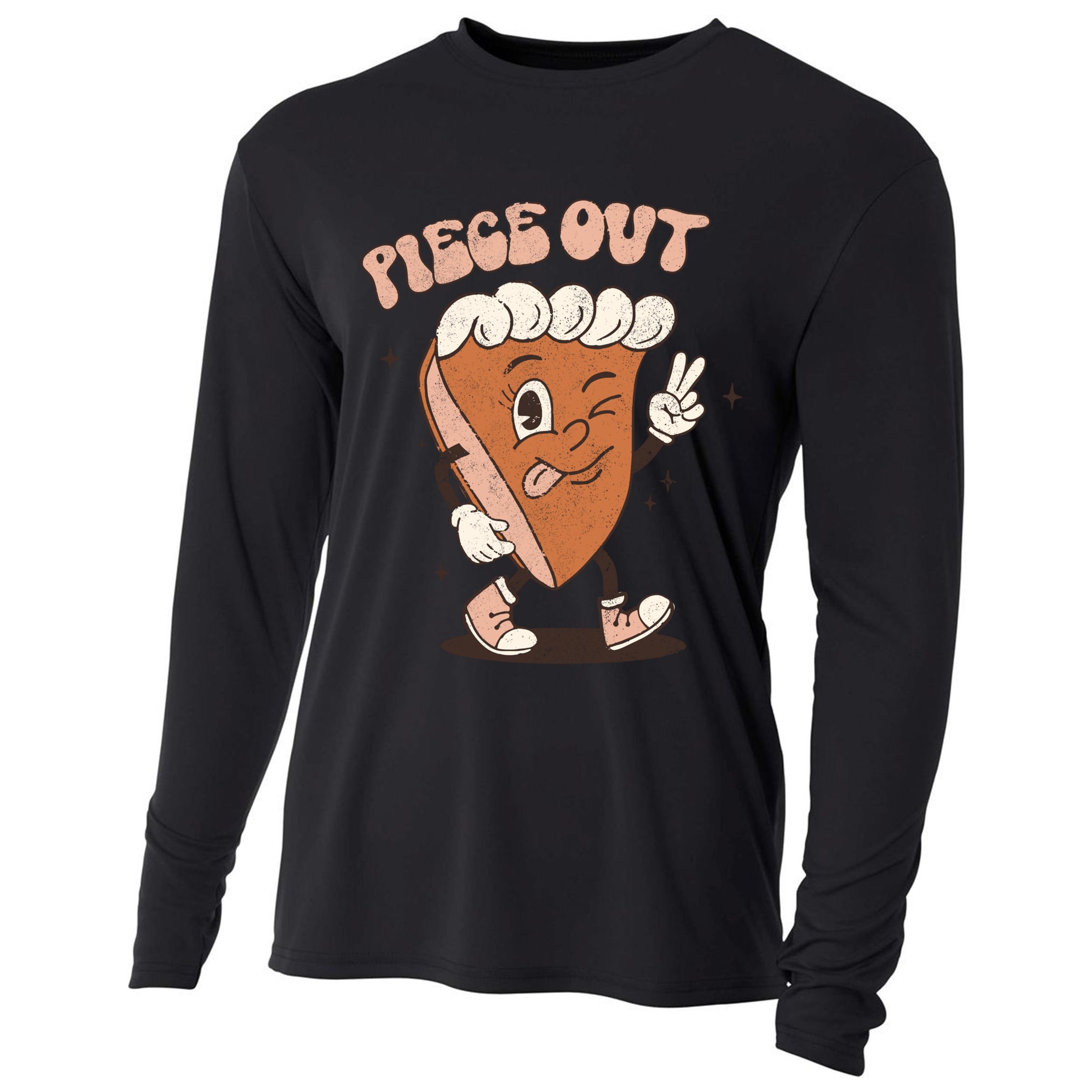 Piece Out Funny Pumpkin Pie Thanksgiving Retro Style Meaningful Gift Cooling Performance Long Sleeve Crew