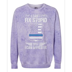 Police Officer Funny I CanT Fix Stupid But I Can Arrest It Colorblast Crewneck Sweatshirt