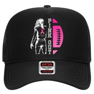 P.Ink Out Football Team Breast Cancer Awareness Month Gift High Crown Mesh Back Trucker Hat