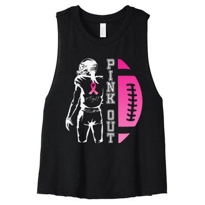 P.Ink Out Football Team Breast Cancer Awareness Month Gift Women's Racerback Cropped Tank