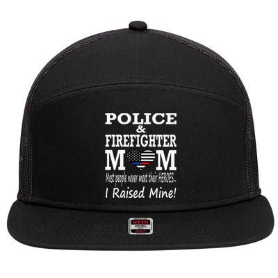 Police Officer Firefighter Fireman Mom Mother 7 Panel Mesh Trucker Snapback Hat