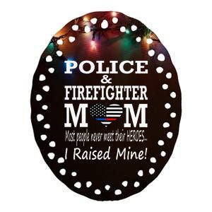 Police Officer Firefighter Fireman Mom Mother Ceramic Oval Ornament