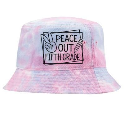 Peace Out Fifth Grade Last Day Of School Summer Break Tie-Dyed Bucket Hat