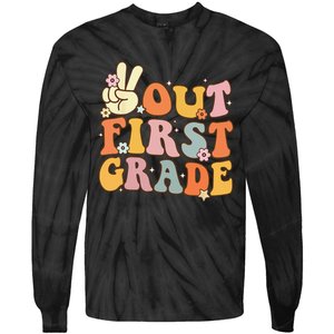 Peace Out First Grade Last Day Of School 1st Grade Tie-Dye Long Sleeve Shirt