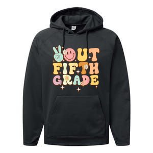 Peace Out Fifth 5th Grade Class Goodbye 5th Grade Performance Fleece Hoodie