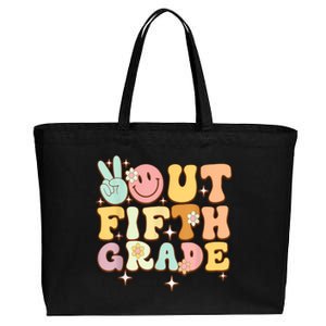 Peace Out Fifth 5th Grade Class Goodbye 5th Grade Cotton Canvas Jumbo Tote