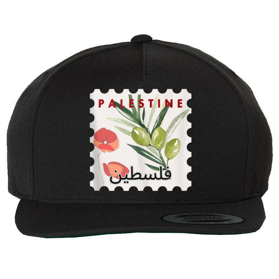 Palestine Olive Free Palestine Gaza Wool Snapback Cap