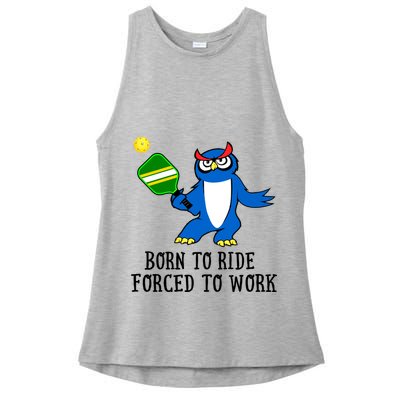 Pickleball Owl Forced To Work SKY Ladies PosiCharge Tri-Blend Wicking Tank