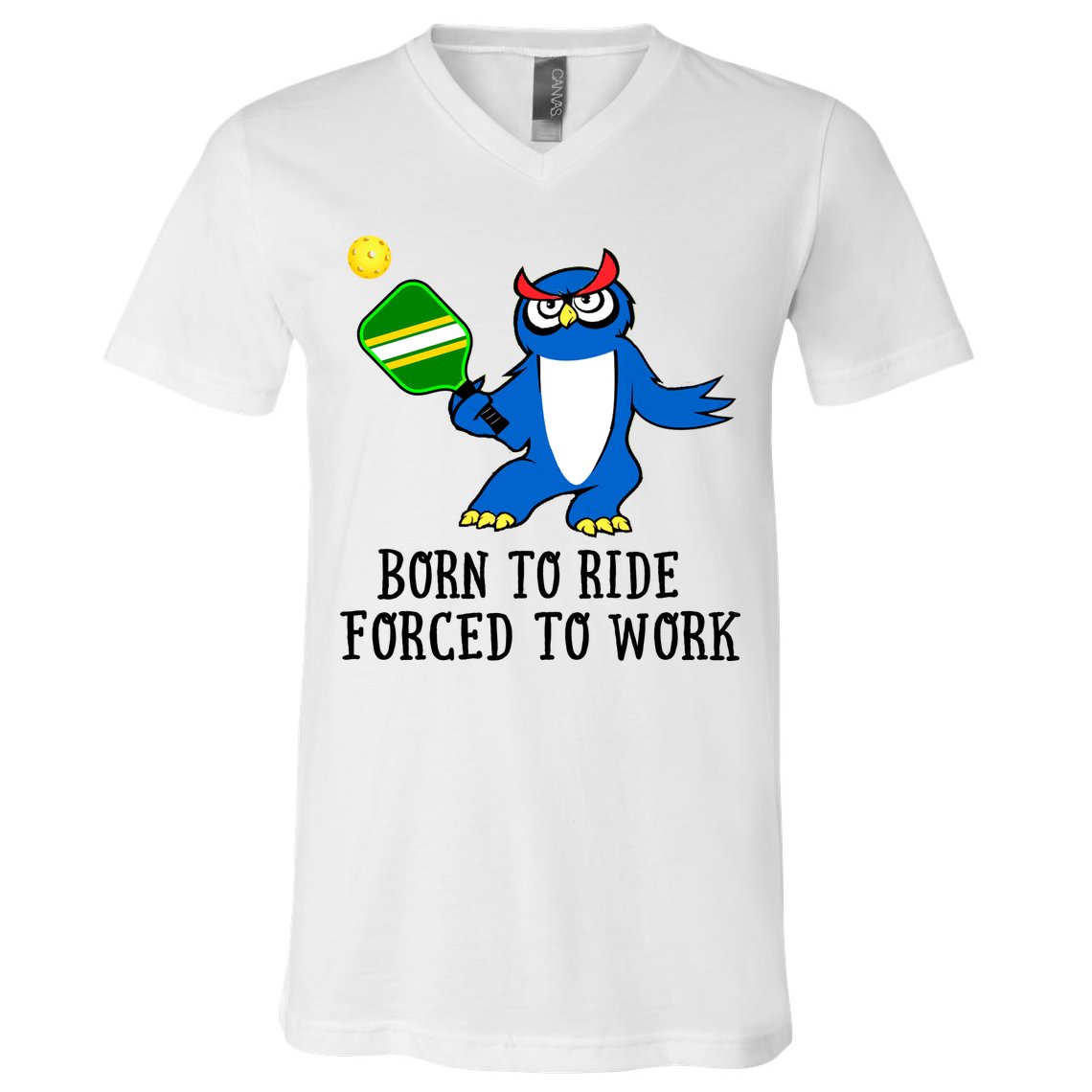 Pickleball Owl Forced To Work SKY V-Neck T-Shirt